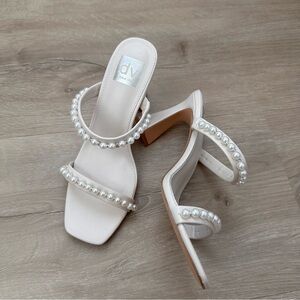 Dolce Vita White Pearl Embellished Heels
